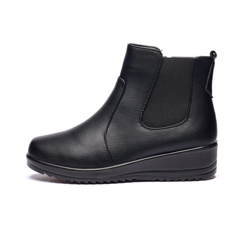 Ghete dama din piele eco cu fermoar imblanite Negru  W33-8N