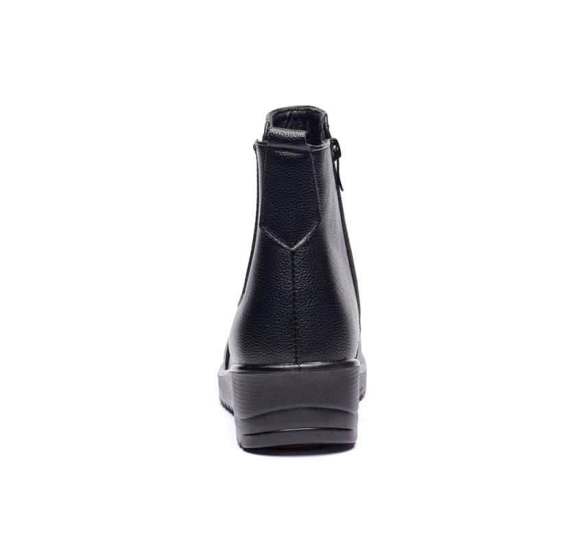 Ghete dama din piele eco cu fermoar imblanite Negru  W33-8N