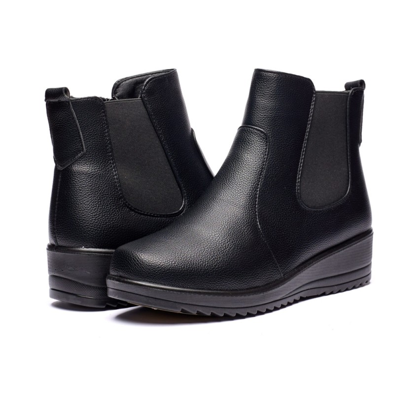 Ghete dama din piele eco cu fermoar imblanite Negru  W33-8N