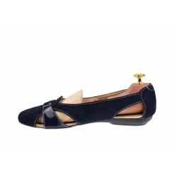 Balerini dama casual din piele naturala bleumarin inchis - ZENALBL